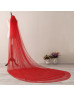 Red Two-tier Wedding Veil Plain Edge Long Bridal Veil